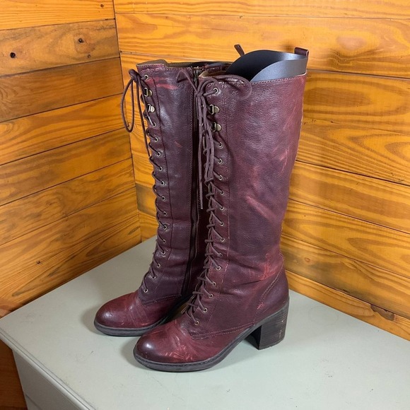 Nine West Vintage America Valory Riding Boot Womens 11M Purple Leather Knee High - Picture 2 of 16